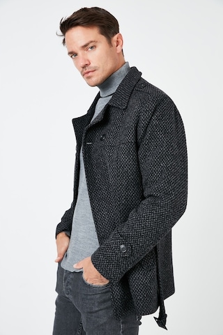 Buratti Slim Fit Cepli Pamuklu Kaşe Erkek Kaban 5841015 Antrasit Noktalı