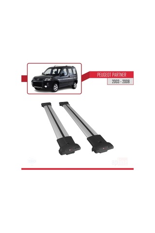 Peugeot Partner 2003-2008 Arası Fly Model Ara Atkı Tavan Barı Gri