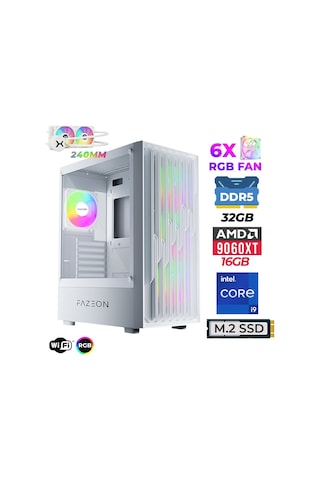 Fazeon Astra X860 i9-14900KF 32 GB 1 TB M.2 NVMe SSD 16 GB RX9060XT Free Dos Masaüstü Oyuncu Bilgisayarı