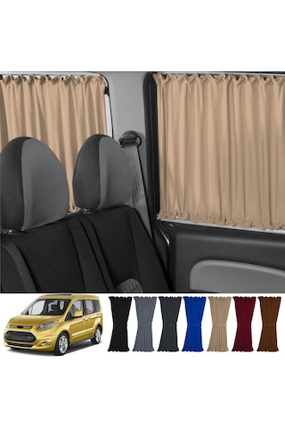 Pandami Ford Connect 1.nesil 2002-2013 Uyumlu Krem Raylı Oto Perde Takımı