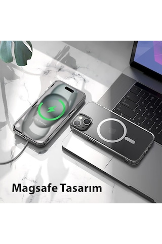 Hoco Apple iPhone Uyumlu - 15 Plus Anti-fall Darbe Önleyici Airbag Manyetik Magsafe Silikon Kılıf- 5775 Şeffaf