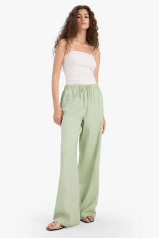 Defacto Wide Leg Çift Cepli Beli Lastikli Standart Boy Keten Karışımlı Pantolon E1981ax25smgn953 Yeşil