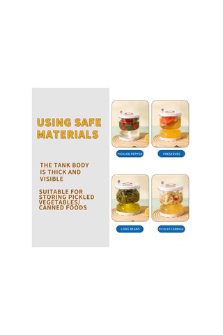 Neevoyu 800ml Beyaz Plastik Turşu Kavanozu, Islak-kuru Ayırma Fonksiyonu, Görünür Kapatma, Çatal Dahil, Mutfak Ev Kullanıma Uygun, Gıda Saklama Kabı Beyaz