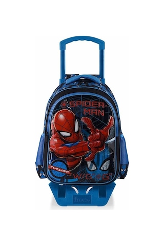 Spiderman Çekçekli Okul Çantası Siyah - Suluk & Matara Siyah