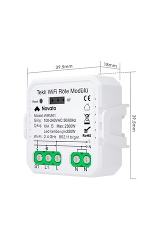 Tuya Uyumlu Tekli Wifi Akıllı Anahtar 10a - 220v Röle - Tek Çıkışlı, Anahtar Girişli, Google Asistan, Alexa D Genel