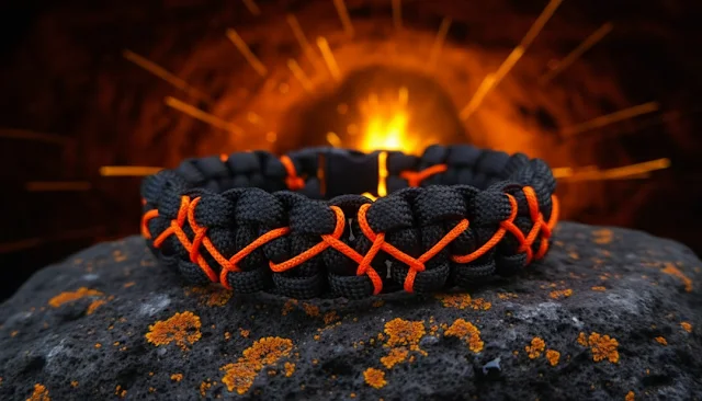 Siyah & Turuncu Çapraz Paracord Bileklik Turuncu - Siyah