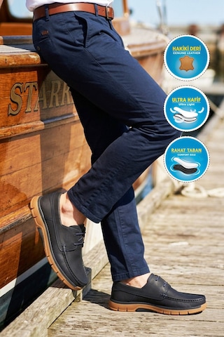 Komcero Lacivert Nubuk Hakiki Deri Erkek Casual Ayakkabı 6y3318-179 M
