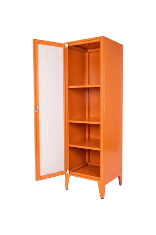 Alfafonet Ziglat Serisi Kilitli Metal Home Office Dolabı %70 Perfore Kapaklı Turuncu Ral 2004 450x1500x450 Mm
