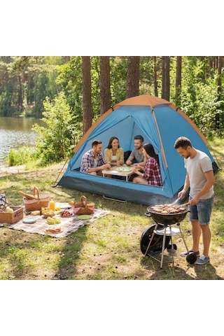 4 Kişilik Kamp Çadırı Manuel Kurulum Düz Kapılı Outdoor Dayanıklı Kamp Doğa Çadırı 200 X 200 X 110 C Çok Renkli