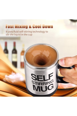 Vkemall 400ml Çift Katlı Paslanmaz Çelik Otomatik Kahve Karıştırıcı Bardak - Akıllı Elektrikli Karıştırıcı, Sıcak/soğuk İçecekler İçin Ev/ofis Hediyelik Bardak Siyah