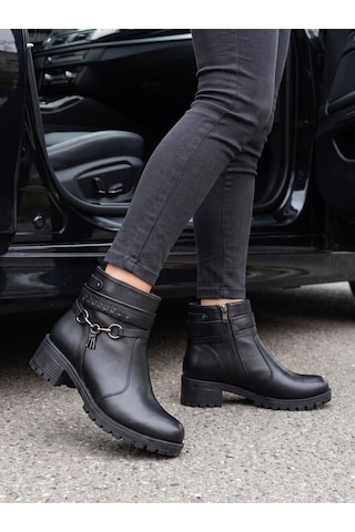 Nesilshoes Nesil Shoes Marr 829 Hakiki Deri İçi Kürklü Kadın Bot Siyah