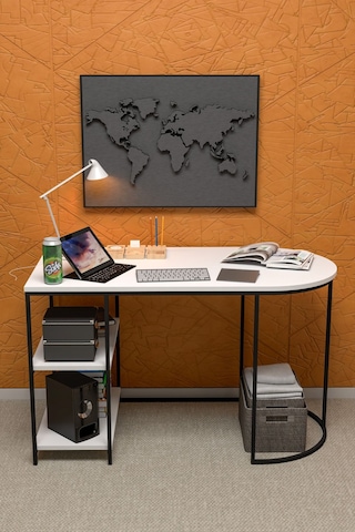 Çalışma Masası 125 Cm Bilgisayar Masası Çok Amaçlı Makyaj Masası Ofis Masası Yemek Masası Beyaz Beyaz