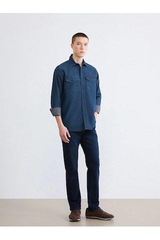LC Waikiki Lcw Jeans Indigo Regular Fit Erkek Jean Gömlek Dark Rodeo