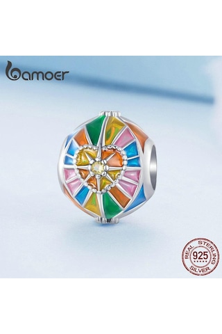 Bamoer 925 Ayar Gümüş Renkli Emaye Güneş Tarot Takılar Boncuk Kadınlar İçin Bileklik Ve Bilezik Dıy Güzel Takı Gümüş