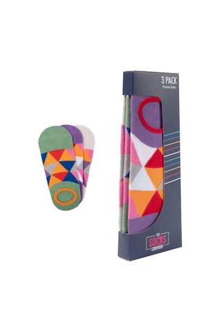 The Socks Company 164p 3 Çift Desenli Kadın Görünmez Çorap Çok Renkli