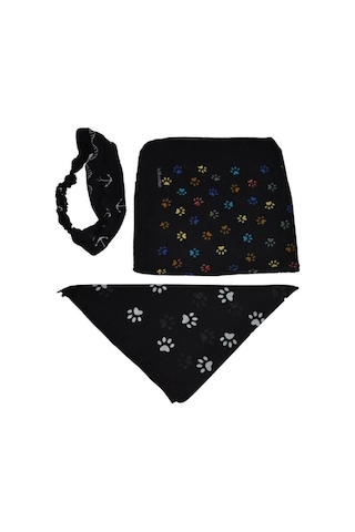 Pati Desenli Bandana Seti Kahverengi