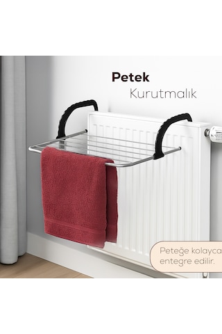 Porsima Isıya Dayanıklı Petek Üstü Kurutmalık - Balkon Çamaşır Kurutma Askısı Gri