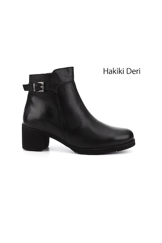Gönderi(R) Gönderi R Kadın Siyah Floter Fermuarlı Kalın Topuklu Hakiki Deri Bot Gkzb13447453 Siyah Floter