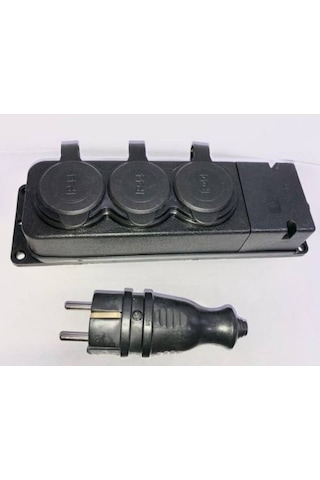 Kauçuk Monofaze Üçlü Grup Priz + Kauçuk Erkek Fiş 5 Adet