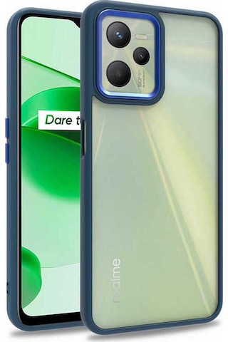 Realme C35 Kılıf Zore Flora Kapak Mavi