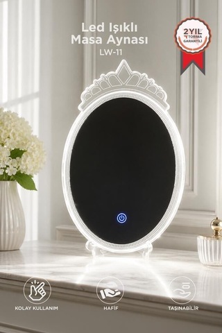 Premium Dekoratif Kristal Elmas Led Işıklı Masa Aynası Lw11 Makyaj Masaüstü Kadın Çok Renkli