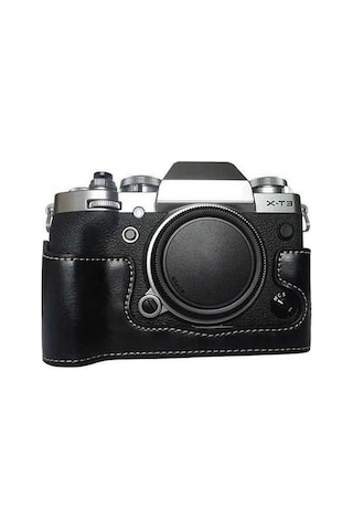 Pazly Fujifilm X-t3 Dijital Kamera Siyah Pu Deri Alt Kasa, Pil Açmalı Yarım Kapak