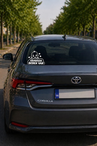 Araba Camı Bebek Var Stickerı 17x17 Cm Beyaz Oto Cam Stickerı Baby On Board Oto Sticker Dijital Baskı