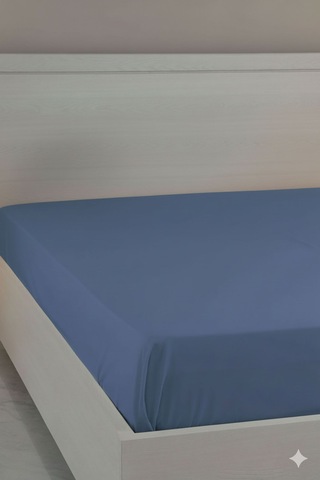 %100 Pamuk Ranforce Premium King Size Lastikli Çarşaf - İndigo