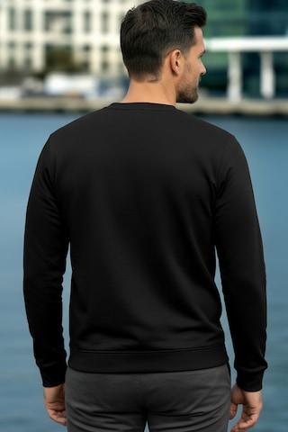 Goffra Erkek Focus Esnek Kumaş Yumuşak Dokulu Günlük Sweatshirt Siyah M401-r0342-06
