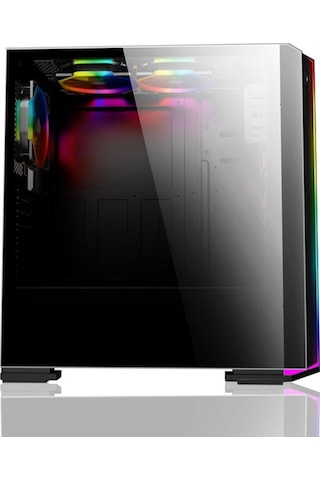 Powerboost VK-G3906S USB 3.0 Siyah Rainbow RGB Fan Strip MidT Gaming Kasa (PSU Yok)