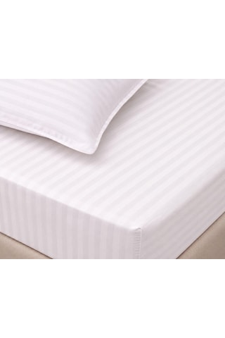 Wova Home Pearl Stripe Çift Kişilik Çarşaf Takımı%90 Pamuk 83 Tel Saten Çizgili Beyaz Lastikli Çarşaf Takımı Diğer