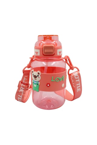 Noki Kids Su Matarası Petg Pipetli Ayıcık Silikon Kemerli 800 Ml Çok Renkli