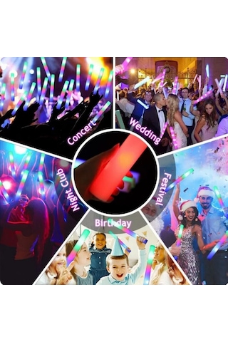 Led Köpük Işık Çubuğu 40 Cm Rgb Işıklı Parti Konser Düğün Doğum Günü Eğlence Cheer Stick Tek Mod Rgb 3+ Yaş