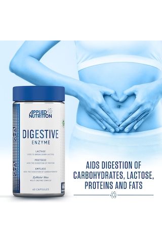 Applied Nutrition Digestive Enzyme Lactase Protease Amylase Digestion Flatulence Control 60 Aromasız