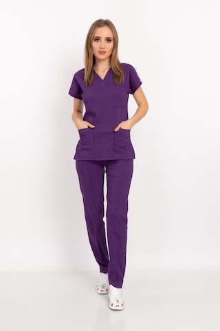 Mor Renk Likralı Unisex Doktor Hemşire Hastane Scrubs Üniforma Ta Mor Renk Likralı Unisex Doktor Hemşire Hastane Scrubs Üniforma Ta