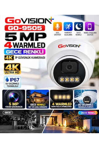 Go Vision 8'li Güvenlik Dome Bullet Ip Kamera Seti - 3.6mm Lens, H.265, Poe, Warm Led Gece Görüşlü