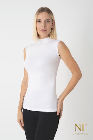 Nt Underwear Kadın Bambu Balıkçı Yaka Sıfır Kol Body Hafif, Rahat Ve Şık Beyaz