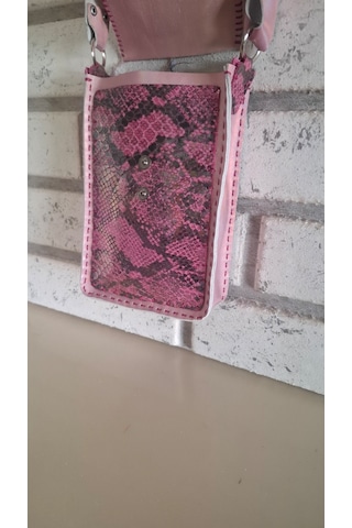 Metalik Pembe Ve Yılan Derisi Çapraz Mini Çanta