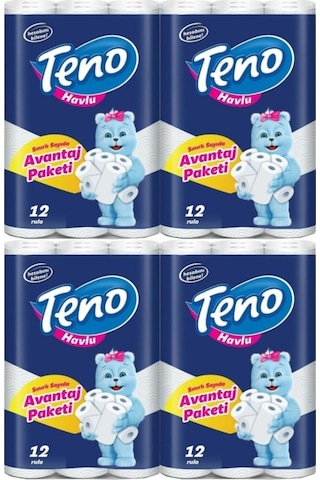 Teno Ultra Kağıt Havlu Çift Katlı 12 Li Paket (4 Lü Set) (Avantaj Pk Serisi)