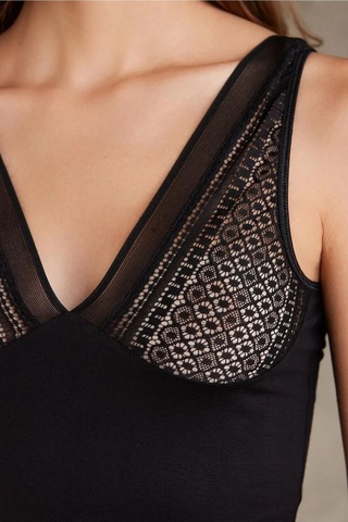 Pierre Cardin 320 Kadın Kalın Askılı Dantelli Atlet Külot Takım-siyah Siyah