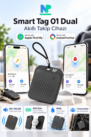 Protap Smart Tag O1 Dual Akıllı Takip Cihazı Apple Bul Ve Android Find Hub Uyumlu 365 Gün Pil Ömrü 1 Adet