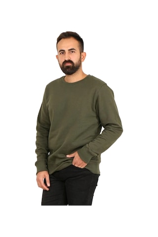 Superfly Bisiklet Yaka Erkek Basic Sweatshirt Spf101222216032 Haki