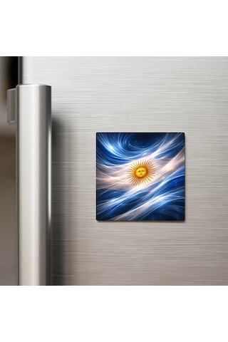 Arjantin Argentina Abstract Ülke Bayraklı Buzdolap Magneti - 9x9 Cm