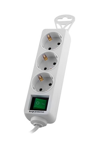 S-Link SPG-F03 306J Flat Soket 3G1.0mm Tam Bakır 3'lü Akım Korumalı Priz 1.5 Metre Beyaz