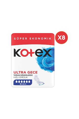 Kotex Ultra Quadro Süper Eko Gece 16 Lı X 8 Adet PKT.KOTEX.010