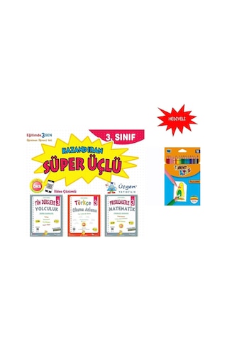 3. Sınıf Kazandıran Süper Üçlü Set + Bic 18 Li Kuru Boya Hediyeli
