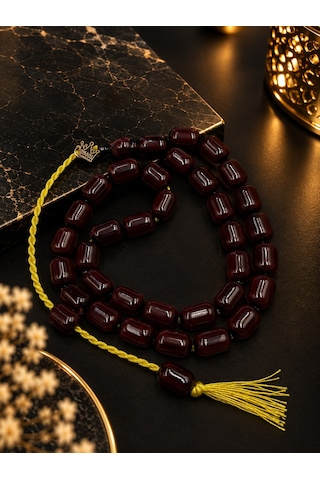 Omari Osmanlı Benzetme Kapsül Kesim Koyu Vişne Sıkma Kehribar Tesbih 9x12 Mm Bordo Omari Osmanlı Benzetme Kapsül Kesim Koyu Vişne Sıkma Kehribar Tesbih 9x12 Mm Bordo