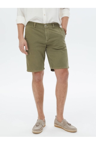 Kip Haki Dokuma Slim Fit Casual Pamuk Karışımlı Bermuda Çok Renkli