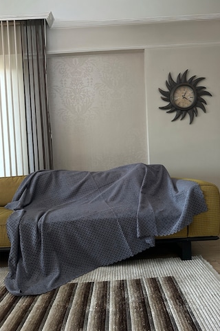 Sofline Kadife Şönil Koltuk Örtüsü, Kaymaz Kanepe Örtüsü, Koltuk Şalı 180 X 220cm Antrasit