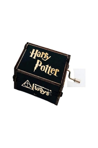 Harry Potter Manuel Çevirmeli Siyah Ahşap İşemeli Müzik Kutusu